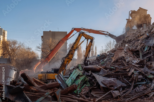 Process of demolition of old industrial building