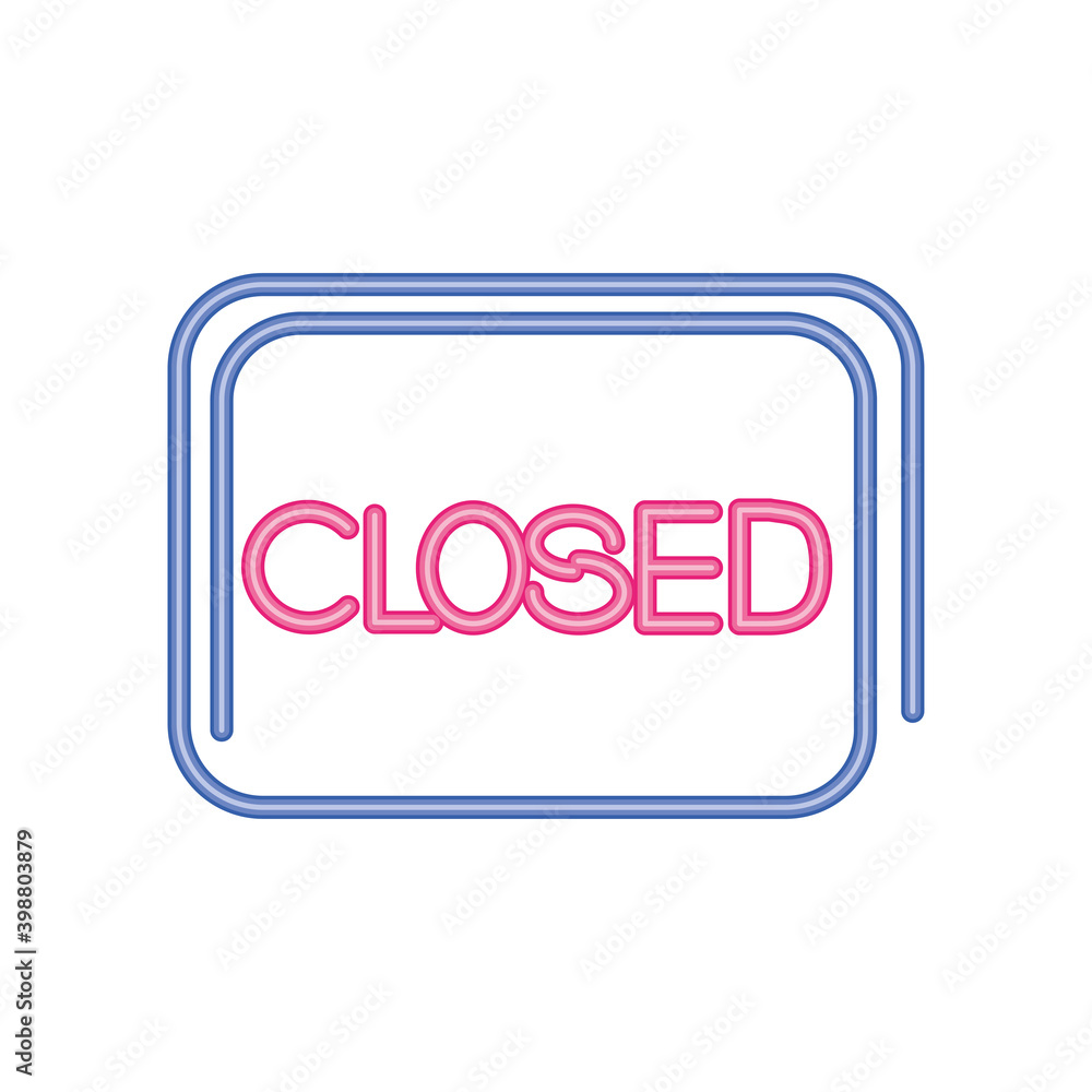 closed neon sign icon on white background closed neon sign icon on white background
