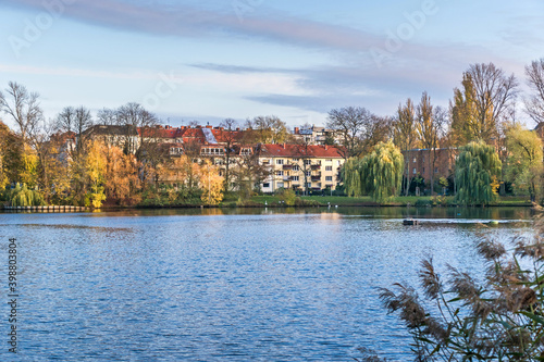 Shore of the lake Schaefersee in Berlin, Germany