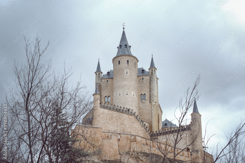 Medieval castle with cloudy day
