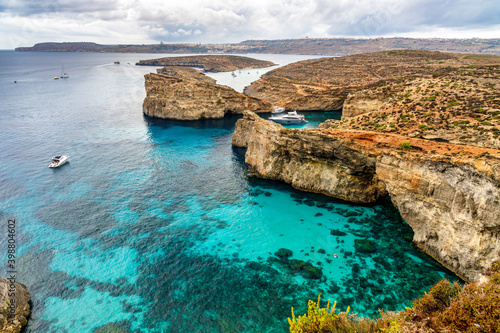 Blue and crystal lagoon in Comino, one of the islands of Malta.