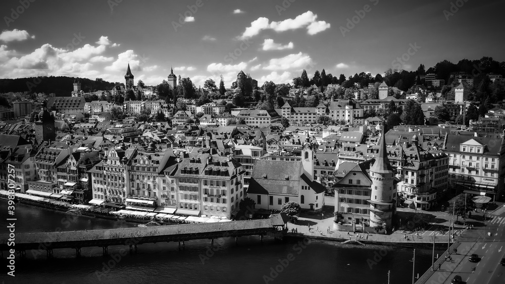 Beautiful city of Lucerne in Switzerland from above - travel photography