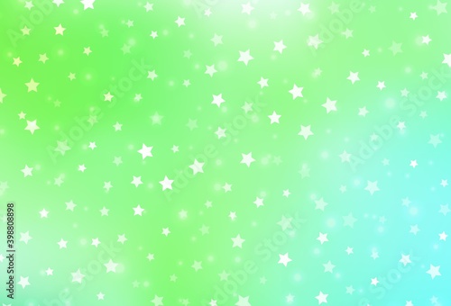 Light Green vector pattern with christmas snowflakes, stars.