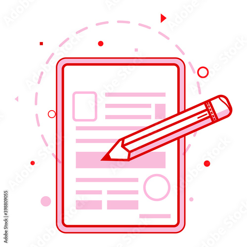 modern notebook, resume, list editing, note taking illustration