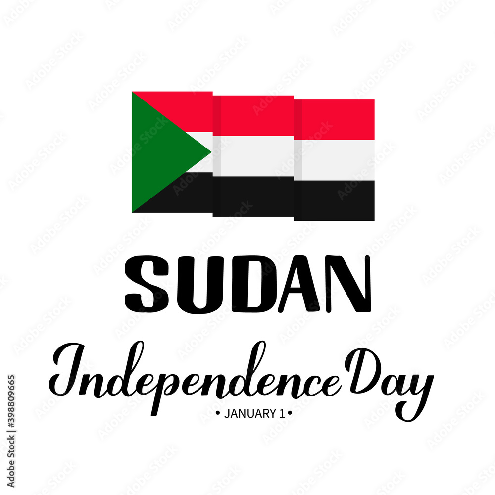 Sudan Independence Day. National holiday celebrate on January 1. Easy to edit vector template for typography poster banner, flyer, sticker, greeting card, postcard, etc Sudan Independence Day. National holiday celebrate on January 1. Easy to edit vector template for typography poster banner, flyer, sticker, greeting card, postcard, etc