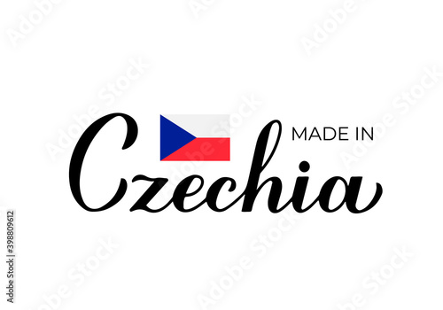 Free Download Made in Czechia handwritten label. Quality mark vector icon. Calligraphy hand lettering. Perfect for logo design, tags, badges, stickers, emblem, product package, etc - GFXLoad