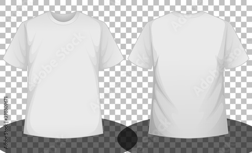 White short sleeve t-shirt front and back side photo
