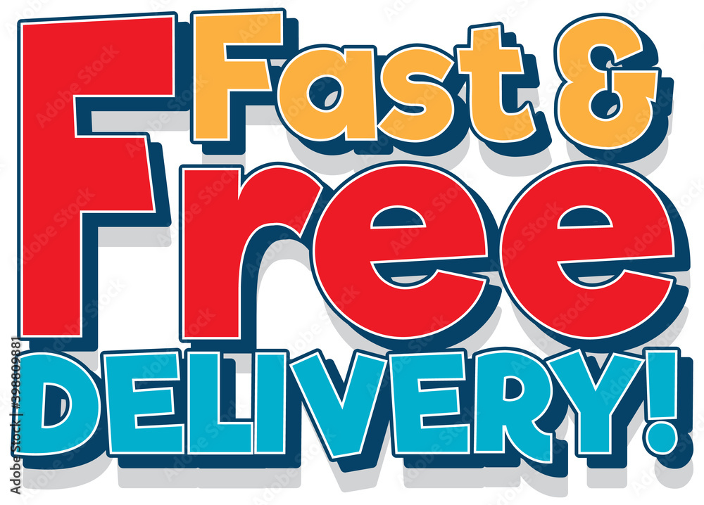 Text delivery banner on white background Text delivery banner on white background