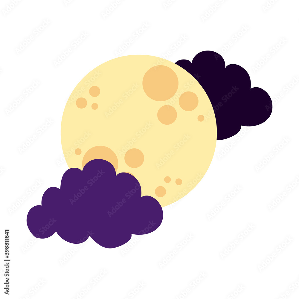 moon and clouds flat style icon moon and clouds flat style icon