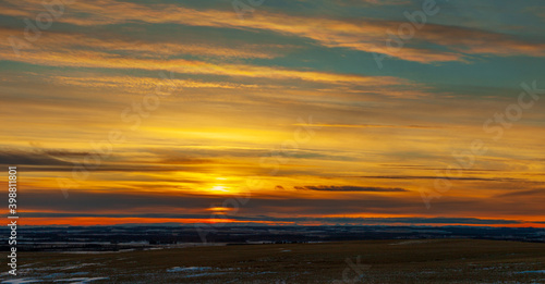 sunset in the mountains photo