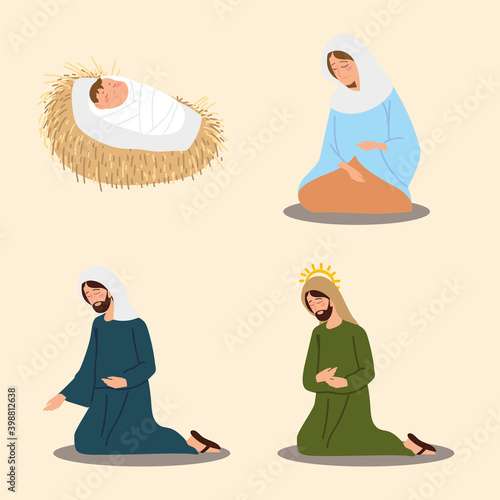 nativity manger character mary jospeh baby jesus icons