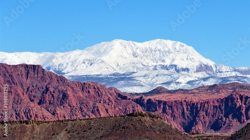 Snow capped mountains in southern Utah