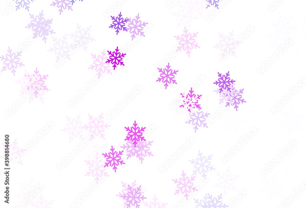 Light Pink, Blue vector background with beautiful snowflakes, stars. Light Pink, Blue vector background with beautiful snowflakes, stars.