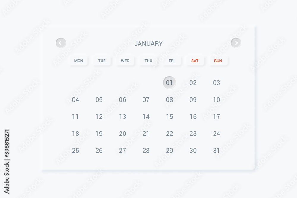 User interface elements for calculator. Neumorphism Style User interface elements for calculator. Neumorphism Style