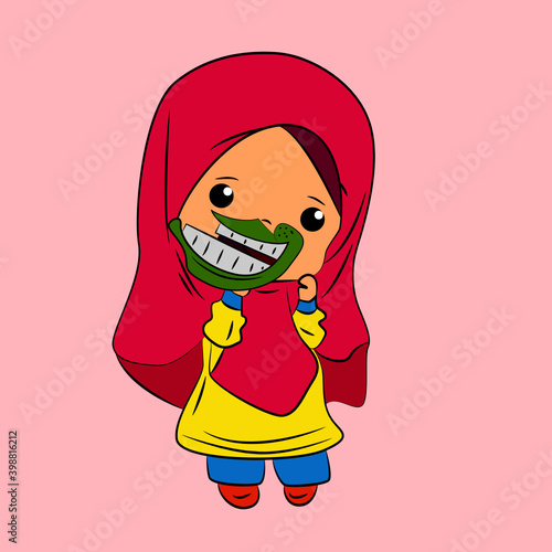 ghibah muslimah is mean girl laughing and talk out loud, streetwear or t-shirt design