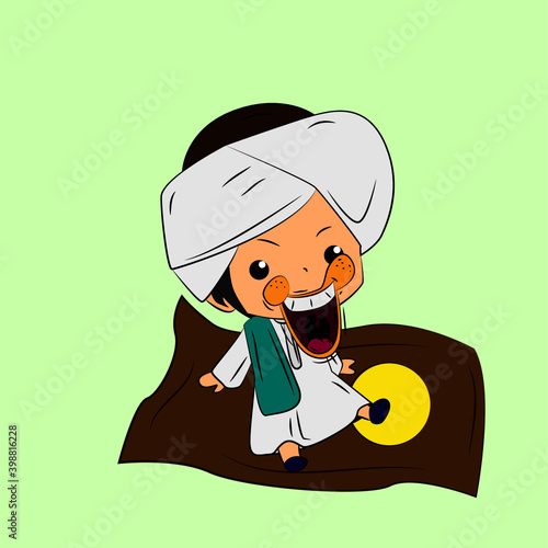 ghibah muslim is mean boy laughing and talk out loud, streetwear or t-shirt design