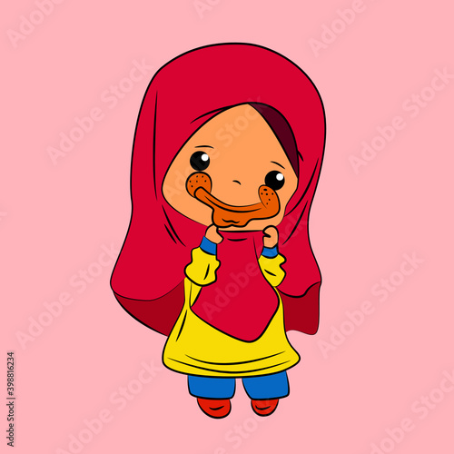 ghibah muslimah is mean girl laughing and talk out loud, streetwear or t-shirt design
