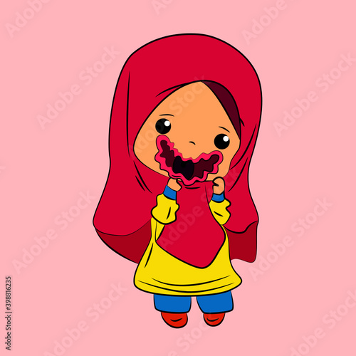 ghibah muslimah is mean girl laughing and talk out loud, streetwear or t-shirt design