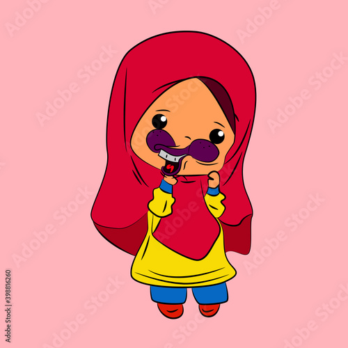 ghibah muslimah is mean girl laughing and talk out loud, streetwear or t-shirt design
