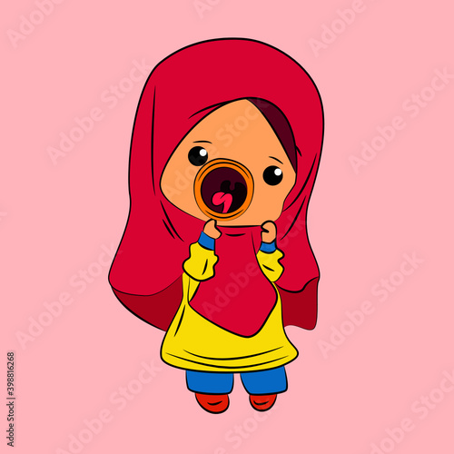 ghibah muslimah is mean girl laughing and talk out loud, streetwear or t-shirt design