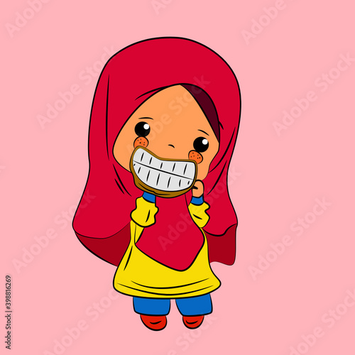 ghibah muslimah is mean girl laughing and talk out loud, streetwear or t-shirt design