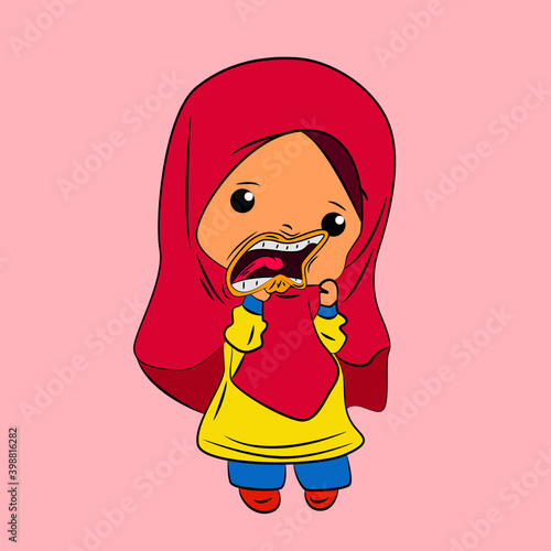 ghibah muslimah is mean girl laughing and talk out loud, streetwear or t-shirt design