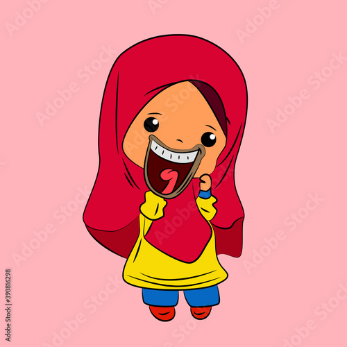 ghibah muslimah is mean girl laughing and talk out loud, streetwear or t-shirt design