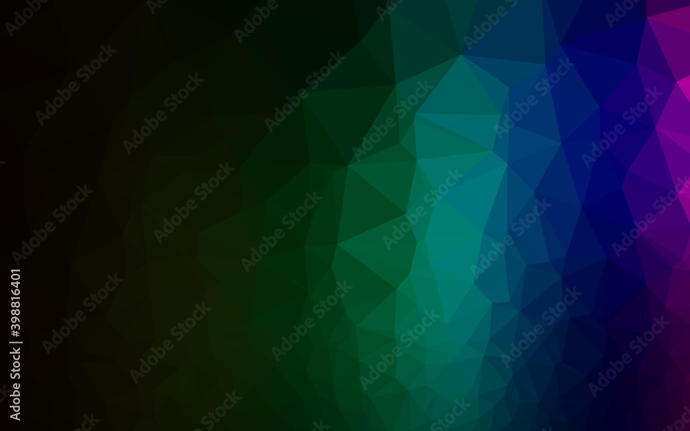 Dark Multicolor, Rainbow vector abstract polygonal layout. Shining colored illustration in a Brand new style. Polygonal design for your web site.
