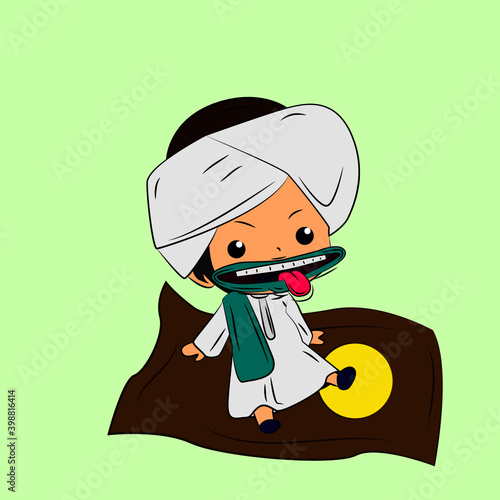 ghibah muslim is mean boy laughing and talk out loud, streetwear or t-shirt design