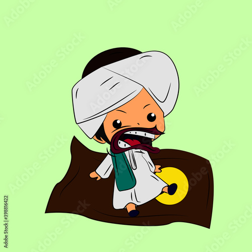 ghibah muslim is mean boy laughing and talk out loud, streetwear or t-shirt design