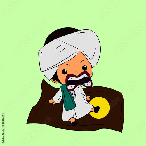 ghibah muslim is mean boy laughing and talk out loud, streetwear or t-shirt design