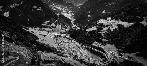 City of Belloinzona in Switzerland - view from Gotthard Pass - travel photography