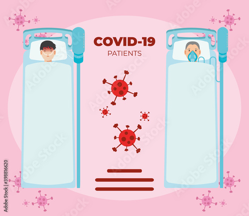 patients connected to a ventilator in the hospital bed for disease coronavirus