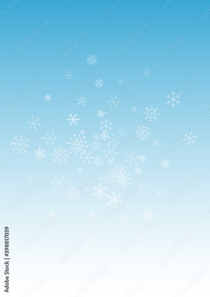 White Snowflake Vector Blue Background. Abstract 