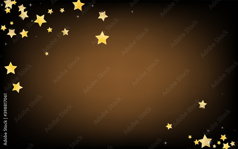 Gold Galaxy Stars Vector Brown Background. Shiny 