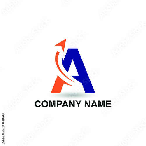 Initial A letter modern logo with arrow plane for logistic, travel, start up template brand