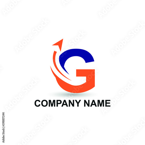 Initial G letter modern logo with arrow plane for logistic, travel, start up template brand