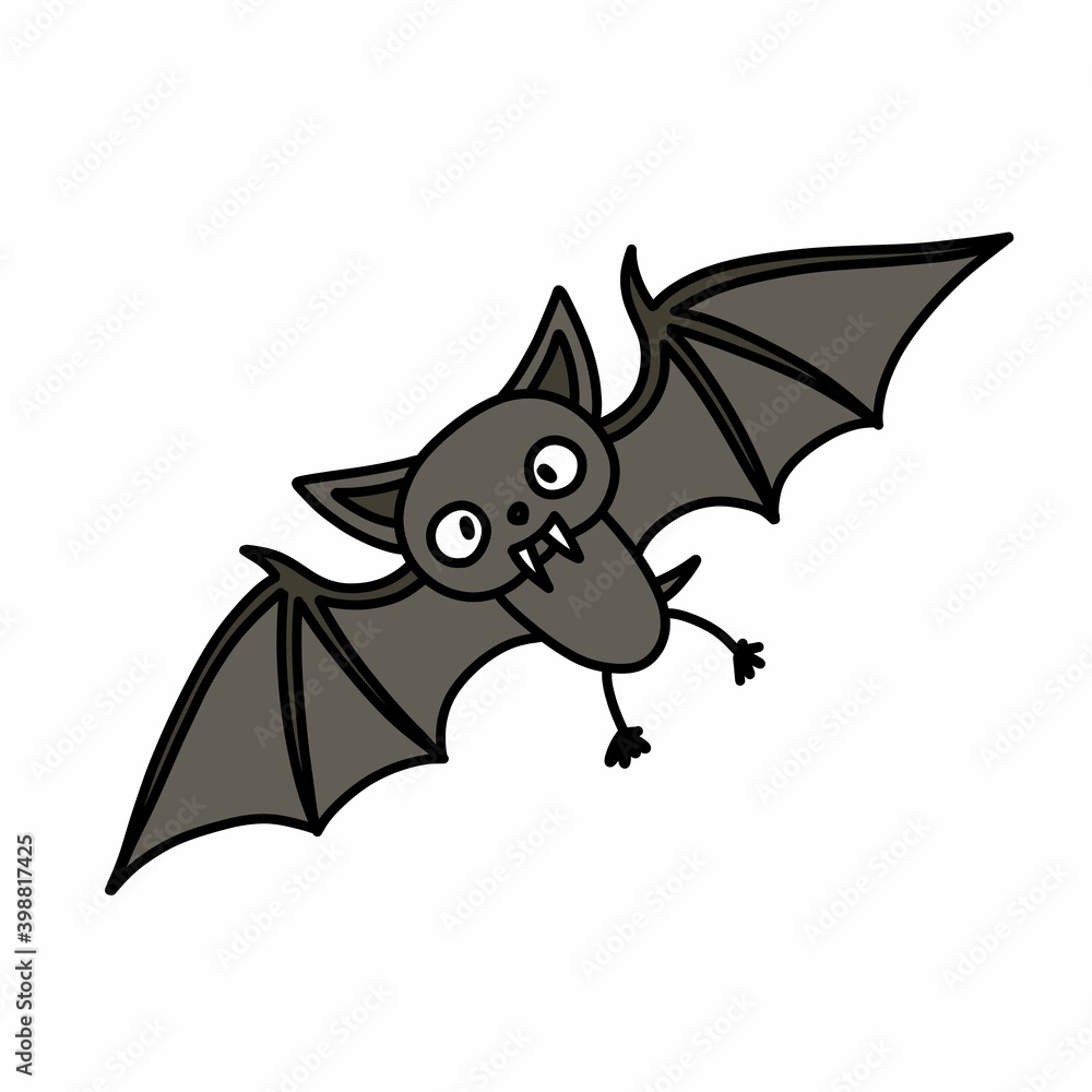 Fototapeta premium bat doodle icon, vector color cute illustration