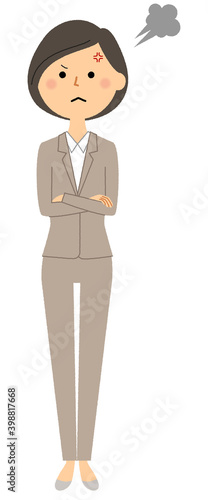 怒るスーツの女性