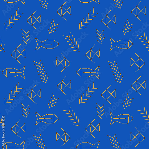 Vector seamless pattern of figurines from matches, background for design.