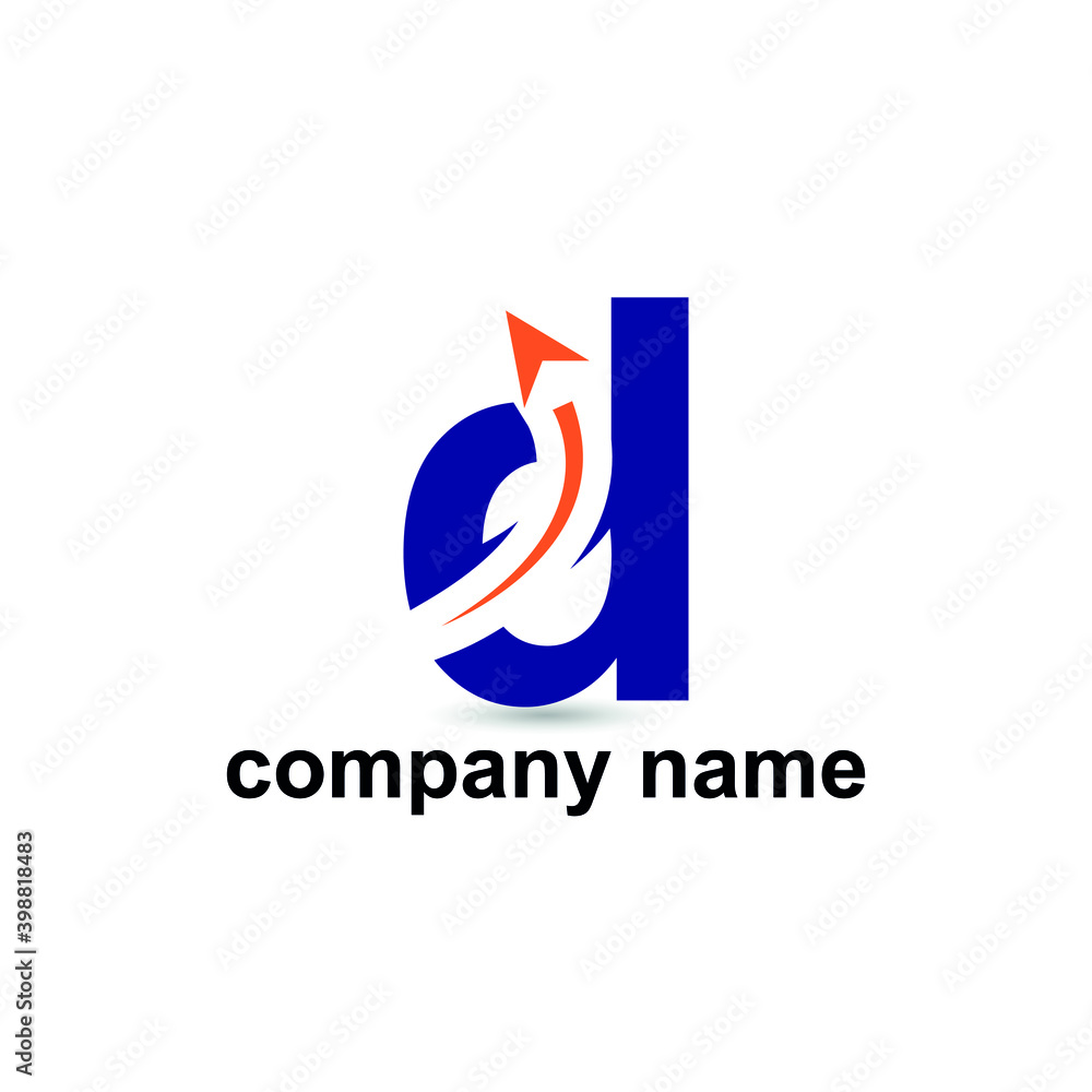 Initial d letter modern logo with arrow plane for logistic, travel, start up template brand Initial d letter modern logo with arrow plane for logistic, travel, start up template brand