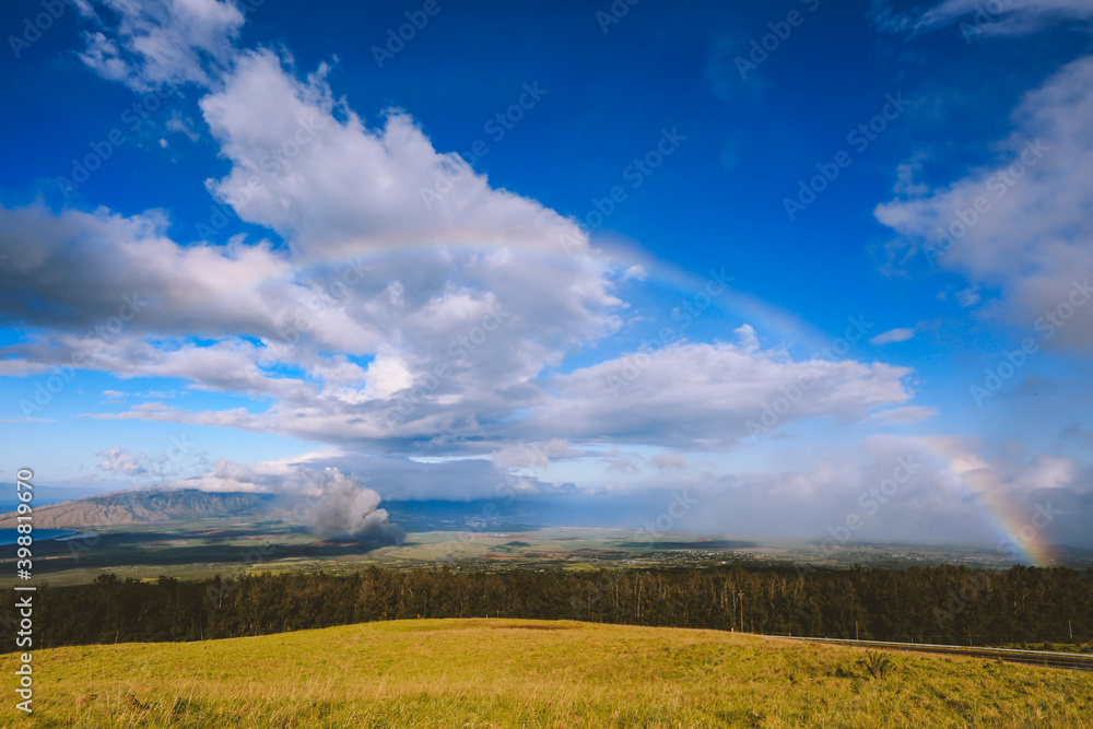 Rainbow in the countryside of Maui island, Hawaii