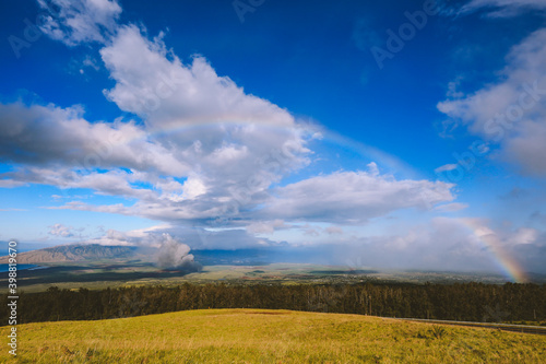 Rainbow in the countryside of Maui island  Hawaii