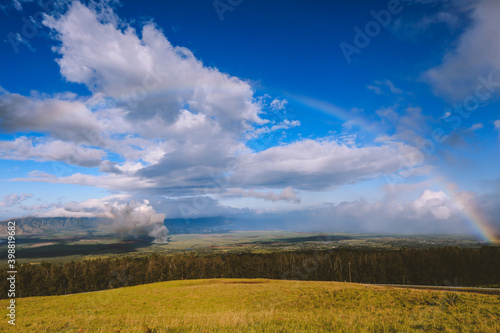 Rainbow in the countryside of Maui island  Hawaii