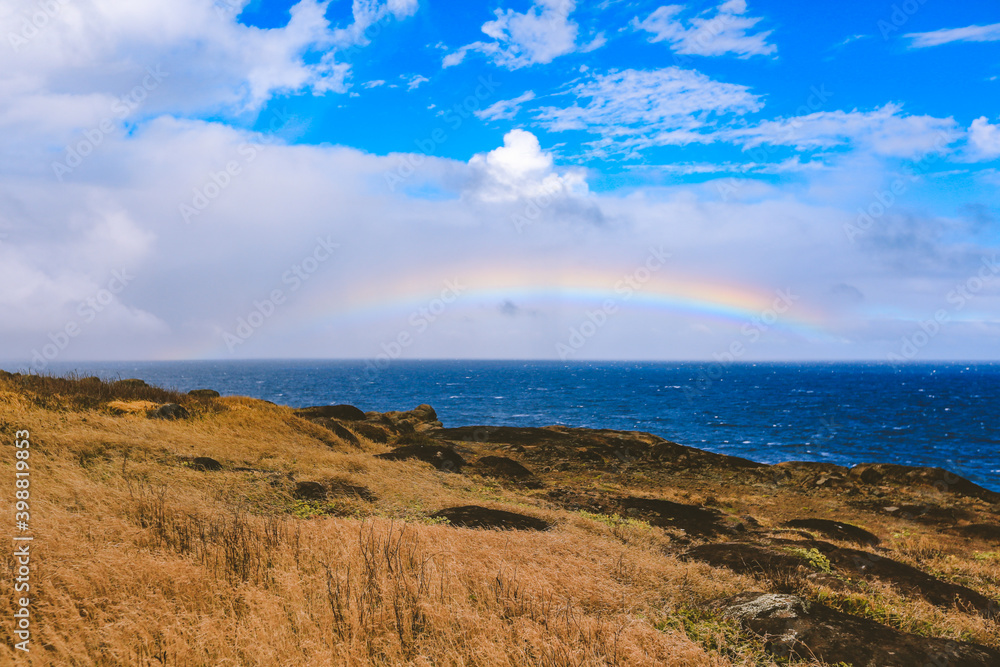 Rainbow by the sea, West coast of Maui island, Hawaii