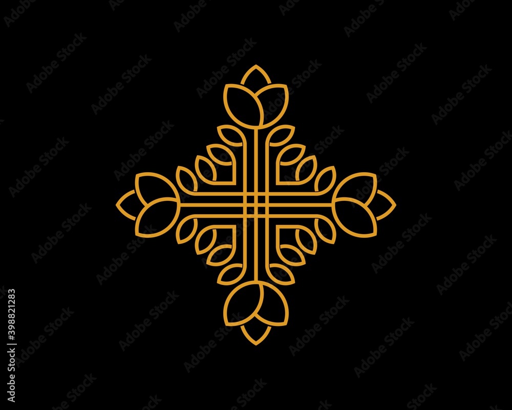 Abstract lotus flower ornament in gold color