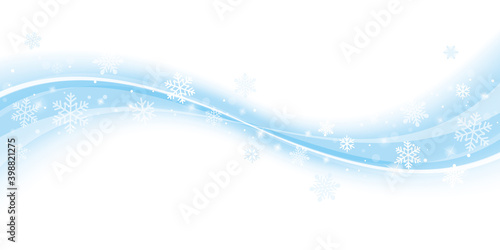 雪の結晶とウェーブの背景　水色