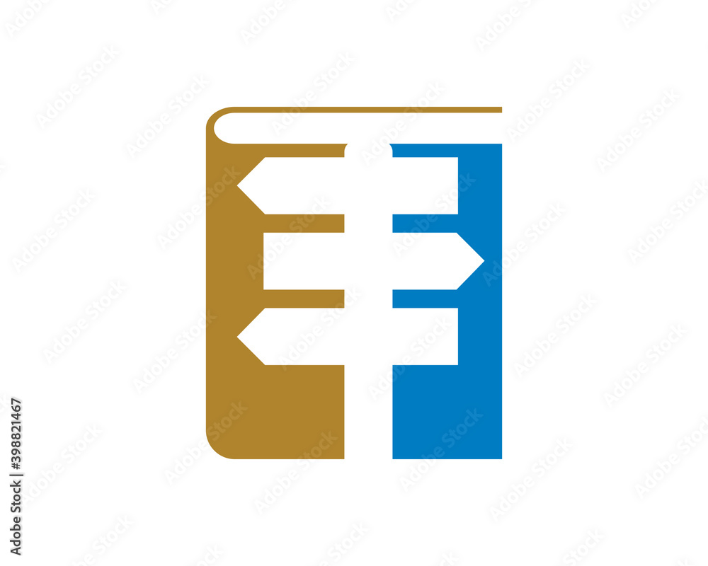 Wooden arrow direction in the book logo Wooden arrow direction in the book logo
