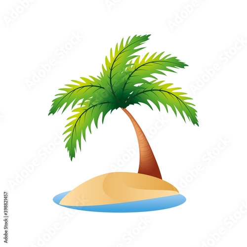 tropical island palm tree sea travel icon image white background