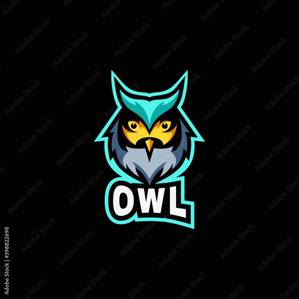 Vector Logo Illustration Owl E-Sport and Sport Style.